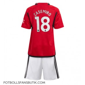 Manchester United Casemiro #18 Replika Hemmatröja Barn 2023-24 Kortärmad (+ Korta byxor)